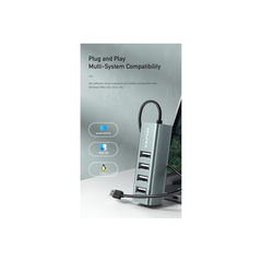 Awei CL-122T محور Type-C إلى USB 2.0 بـ 4 منافذ - رمادي فضائي